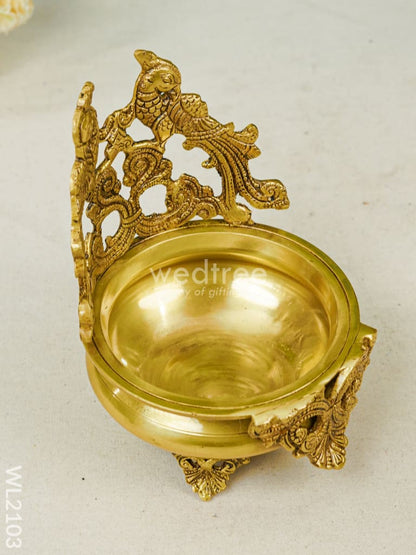 Brass Urli with Double Peacock - WL2103