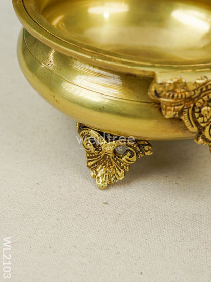 Brass Urli with Double Peacock - WL2103