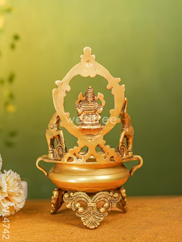 Brass Urli with Ganesha - 12 inch - WL4742