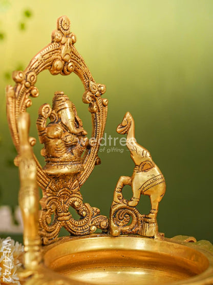 Brass Urli with Ganesha - 12 inch - WL4742