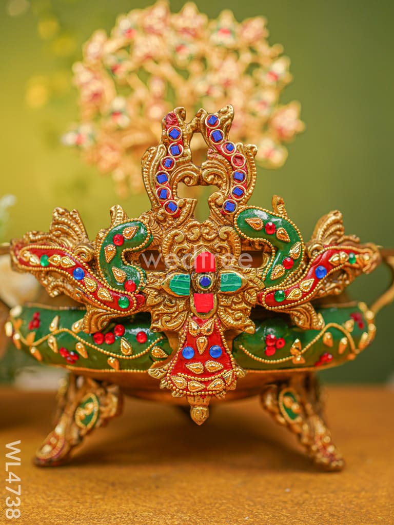 Brass Urli with Kalpavrisha Tree - 13 inch - WL4738
