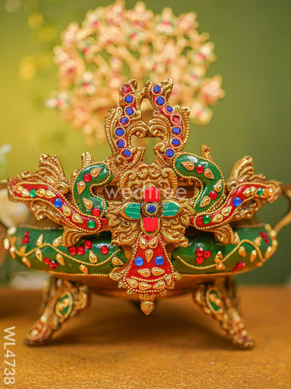 Brass Urli with Kalpavrisha Tree - 13 inch - WL4738