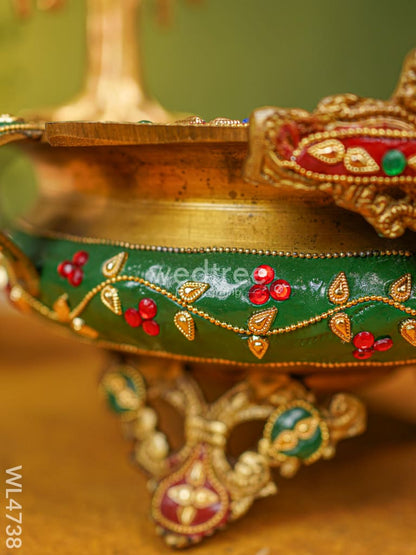 Brass Urli with Kalpavrisha Tree - 13 inch - WL4738