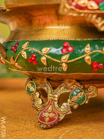 Brass Urli with Kalpavrisha Tree - 13 inch - WL4738