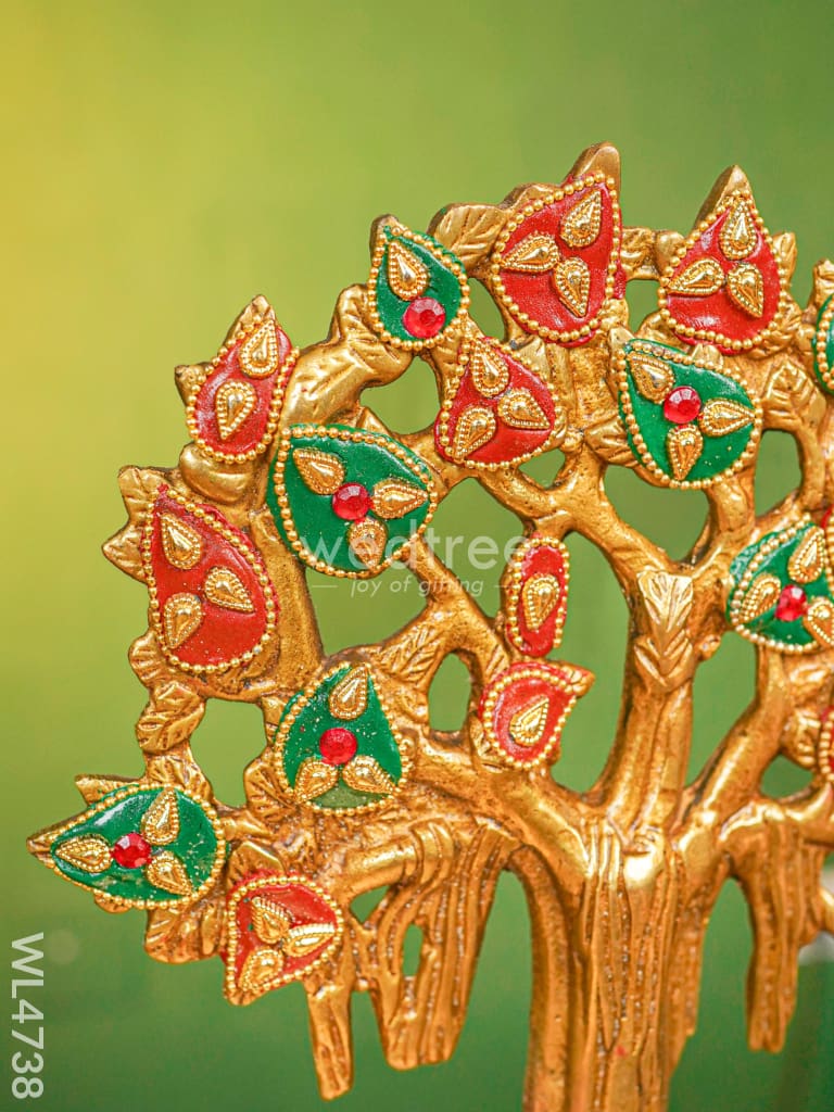 Brass Urli with Kalpavrisha Tree - 13 inch - WL4738