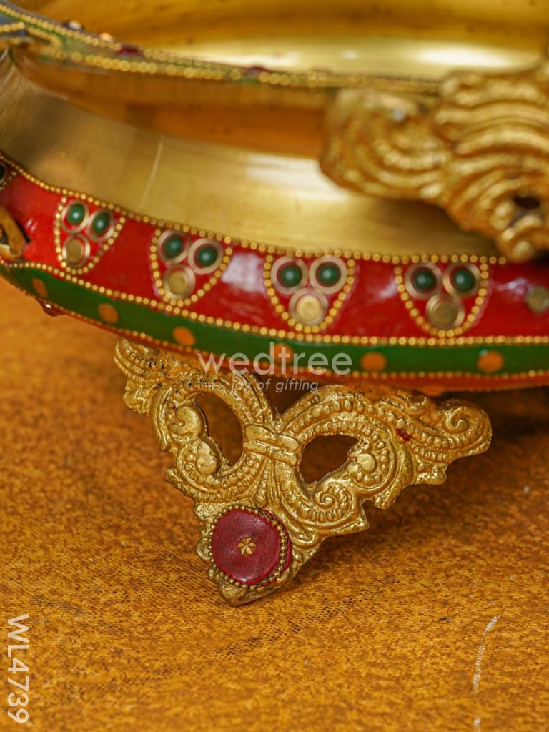 Brass Urli with Kalpavrisha Tree - 13 inch - WL4739