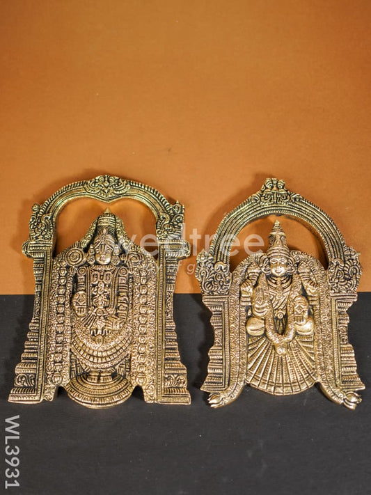 Brass Venkateshwara and Padmavathi Thayar Wall Hanging - WL3931