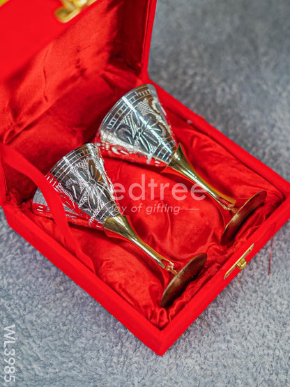Brass Wine Glass Set with Silver Coating - WL3985
