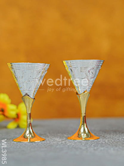 Brass Wine Glass Set with Silver Coating - WL3985