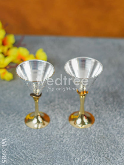 Brass Wine Glass Set with Silver Coating - WL3985