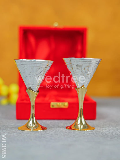 Brass Wine Glass Set with Silver Coating - WL3985