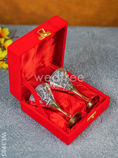 Brass Wine Glass Set with Silver Coating - WL3985