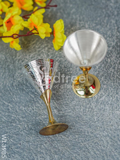 Brass Wine Glass Set with Silver Coating - WL3985