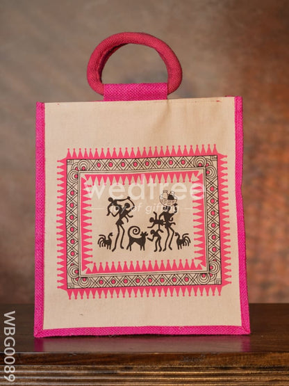 Canvas and Jute Bag with Warli Prints - WBG0089