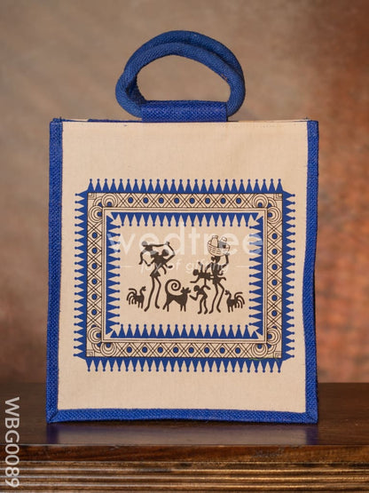 Canvas and Jute Bag with Warli Prints - WBG0089