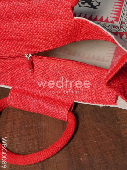 Canvas and Jute Bag with Warli Prints - WBG0089