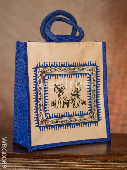 Canvas and Jute Bag with Warli Prints - WBG0089
