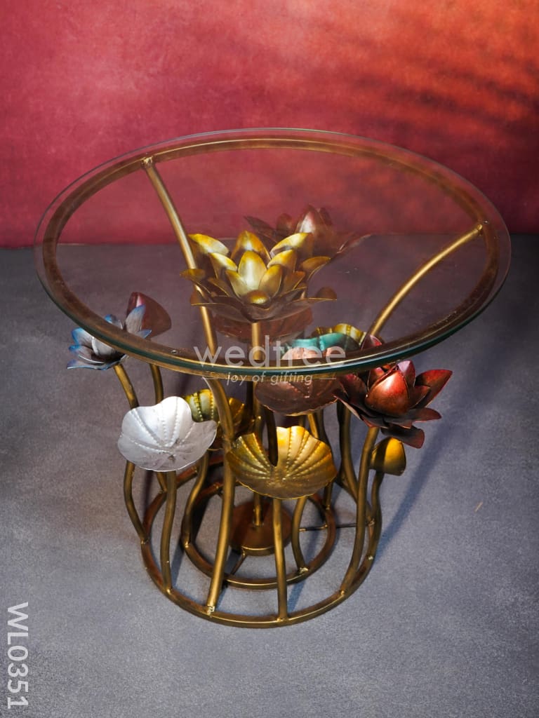 Centre table - Lotus Table with Glass Top - WL0351
