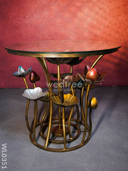 Centre table - Lotus Table with Glass Top - WL0351