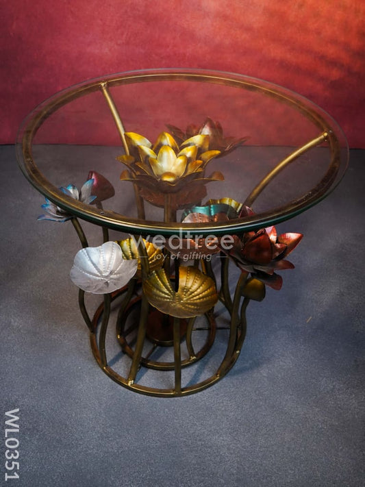 Centre table - Lotus Table with Glass Top - WL0351