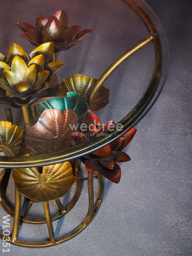 Centre table - Lotus Table with Glass Top - WL0351