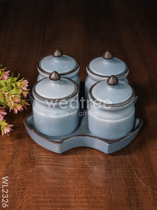 Ceramic Pickle Jar - ( Set of 4 ) - Dusky Lavender - WL2326