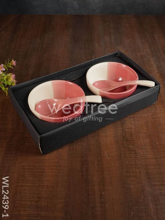 Ceramics Bowl with Spoon Set - WL2439