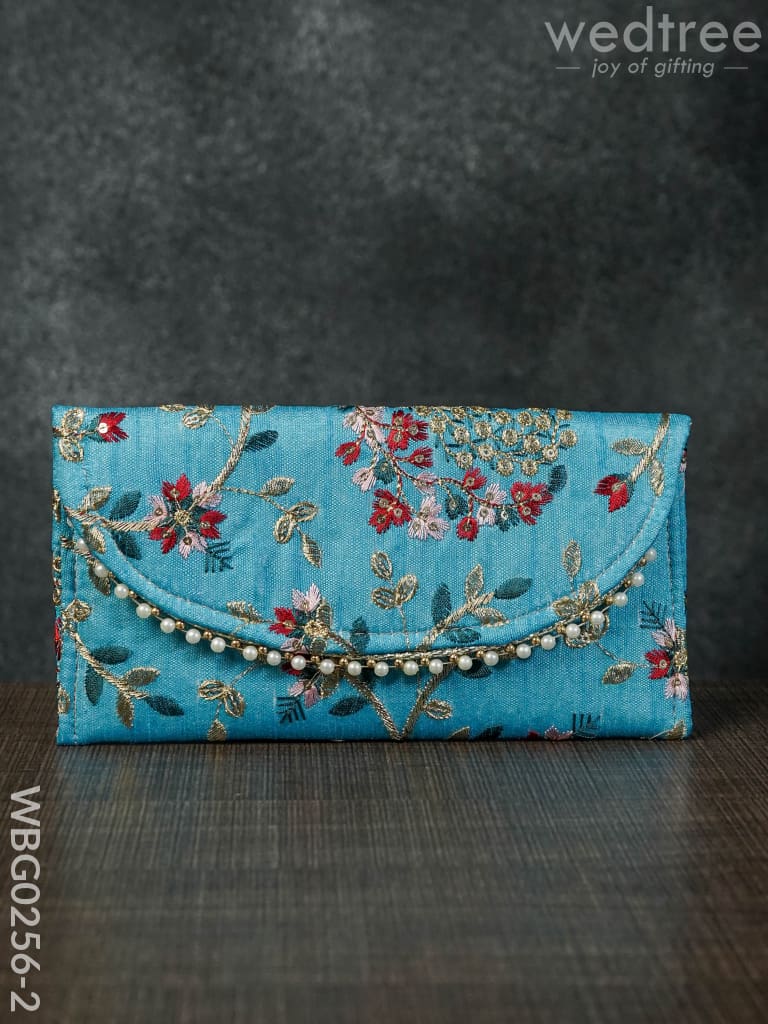 Clutch Purse with Floral Design and Chamki Work - WBG0256-2