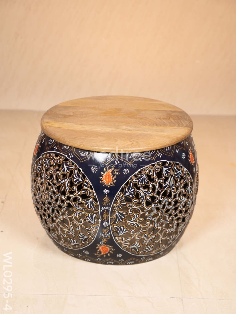 Coffee centre table with 4 side stools (Hand painted with Jhaali cutting) - block wl0295-2