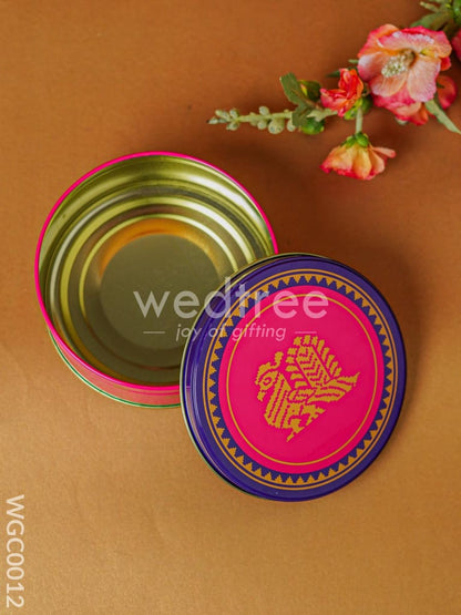 Combo - Kanjivaram Box with 2 Cup Kumkum Holder in Jute Bag - WGC0012
