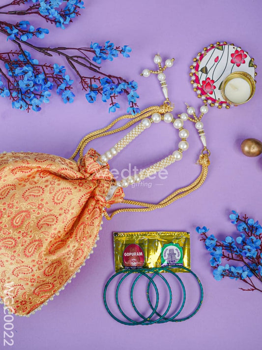 Combo - Raw Silk Potli Bag & T-Light Holder - WGC0022