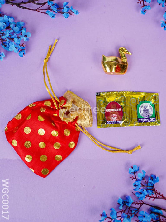 Combo - String Bag & Gold Duck Kumkum Holder - WGC0017