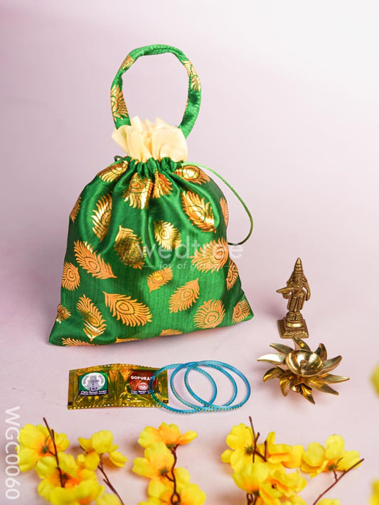 Combo with Bag, Brass Meenakshi, Brass Diya & Manjal Kumkum - WGC0060
