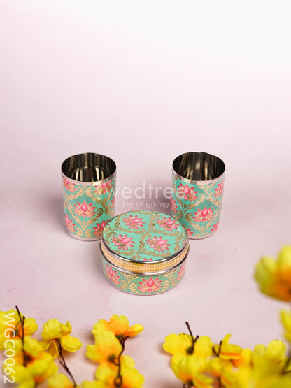 Combo with Digital Printed Tray, Glass & Poori Box - WGC0062