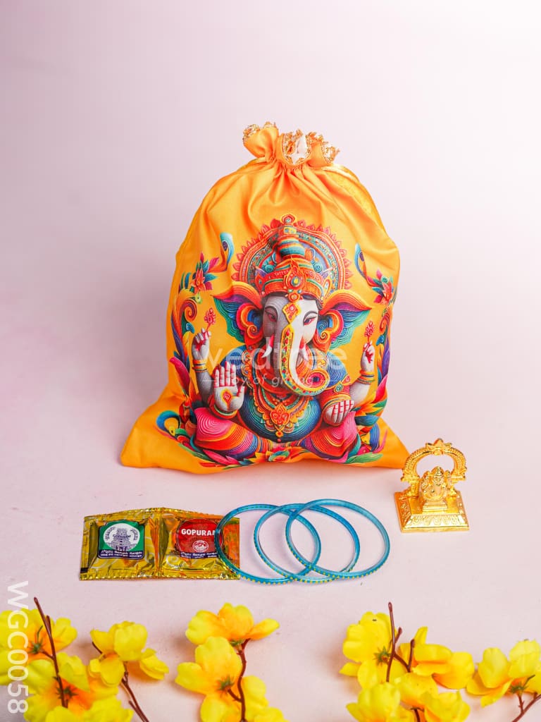 Combo with Ganesha String Bag, Ganesha Murti & Manjal Kumkum - WGC0058