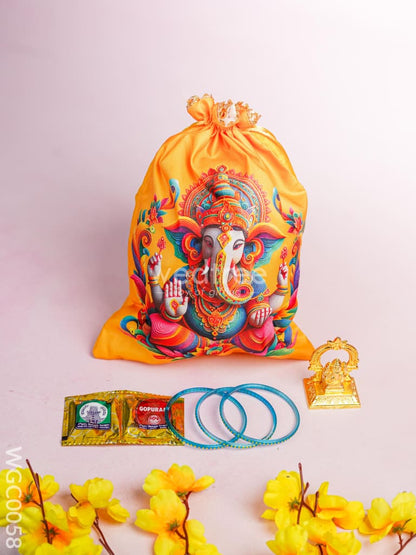Combo with Ganesha String Bag, Ganesha Murti & Manjal Kumkum - WGC0058