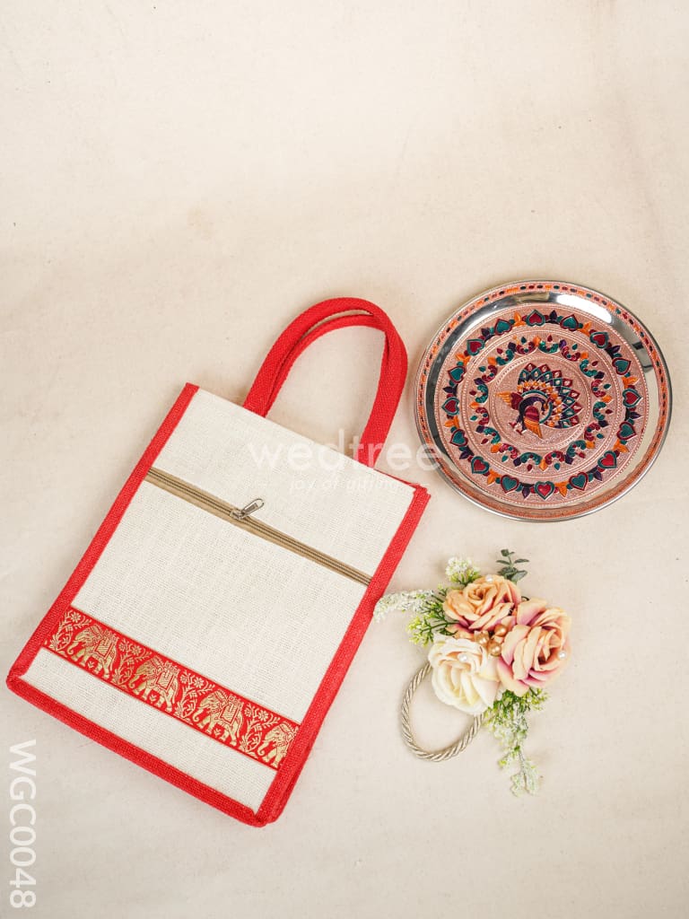 Combo with Meenakari Plate and Jute Bag - WGC0048
