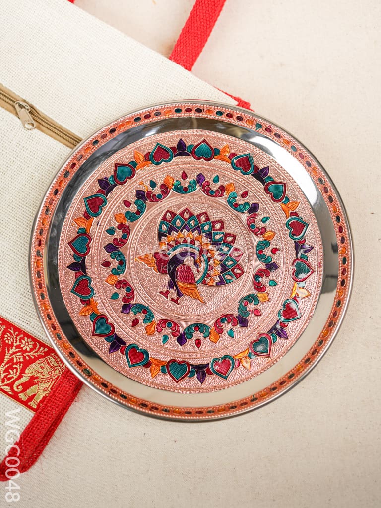 Combo with Meenakari Plate and Jute Bag - WGC0048