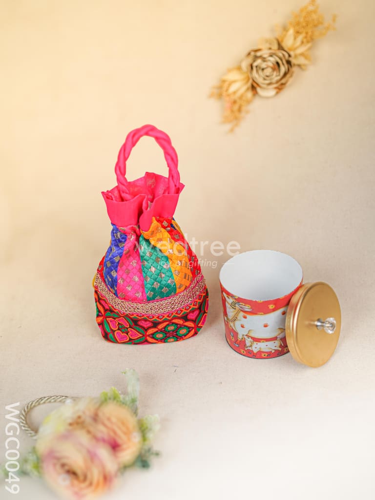 Combo with Pichwai Dry Fruit Jar and Potli Bag - WGC0049