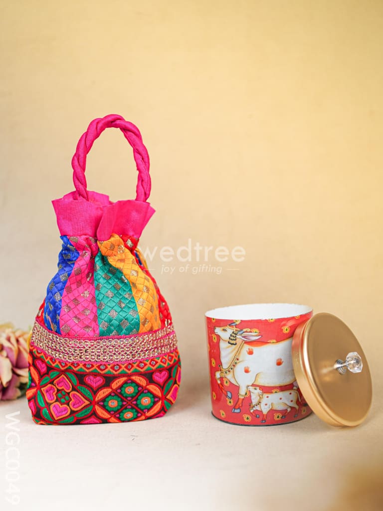 Combo with Pichwai Dry Fruit Jar and Potli Bag - WGC0049