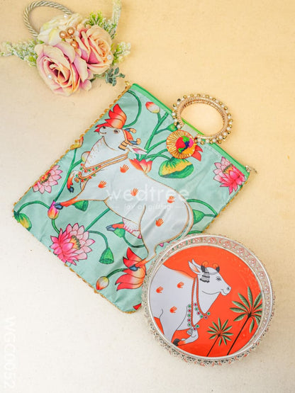 Combo with Pichwai Pooja Tray and Handbag - WGC0052