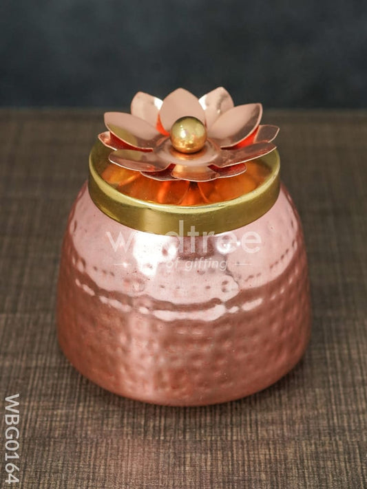 Copper Coated Dry Fruit container with Brass Lid - WBG0164