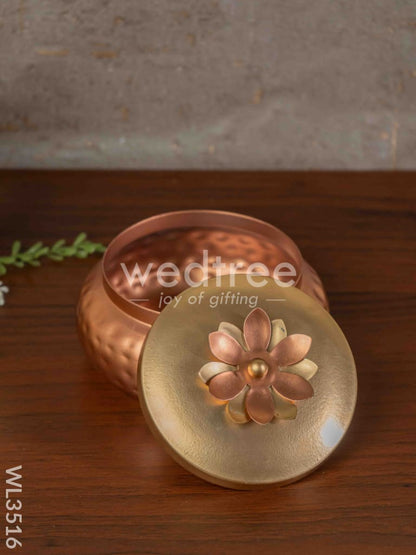 Copper Coated Dry Fruit container with Brass Lid - WL3516