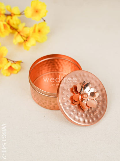Copper Dry Fruit Box with Floral lid - WBG1541-2
