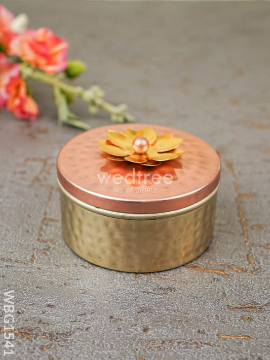Copper Dry Fruit Box with Floral lid - WBG1541
