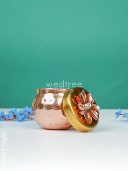 Copper Dry Fruit Container with Gold Finished Lid - WBG1449