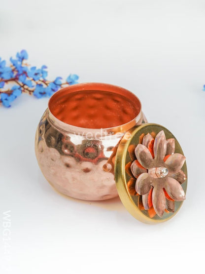 Copper Dry Fruit Container with Gold Finished Lid - WBG1449