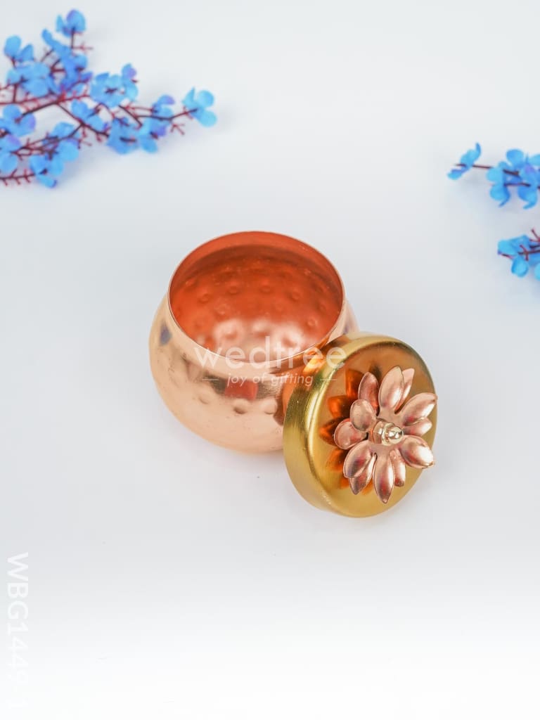 Copper Dry Fruit Container with Gold Finished Lid - WBG1449