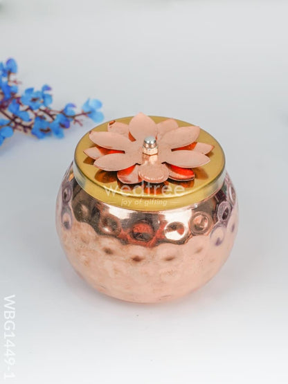 Copper Dry Fruit Container with Gold Finished Lid - WBG1449