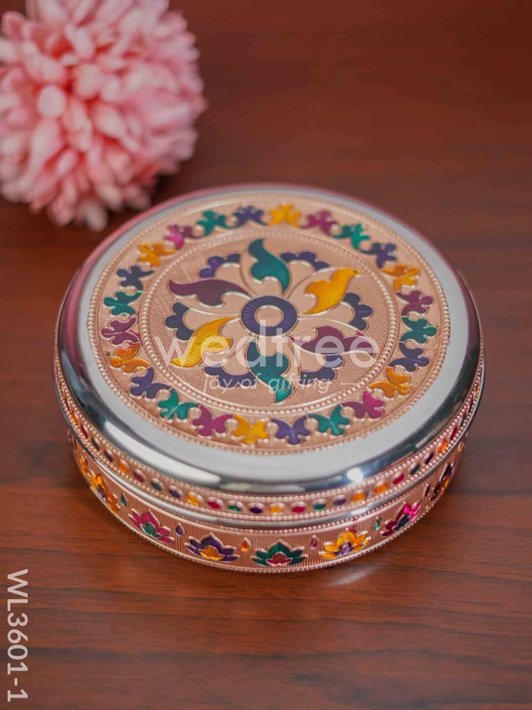 Copper Finished Meenakari Poori Box - WL3601